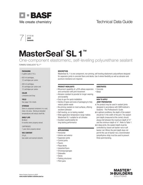 sl1 sealant data sheet.